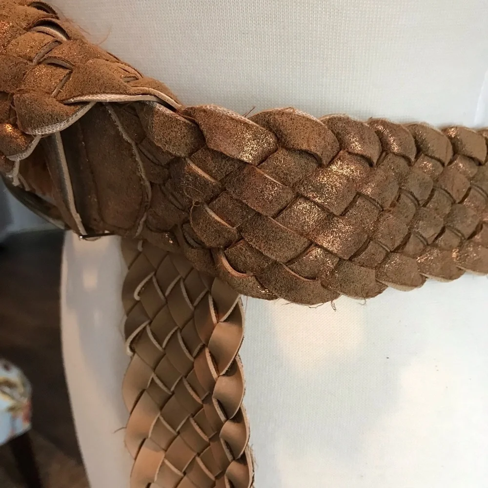 Woven Golden Leather Belt